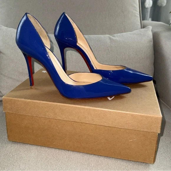 Christian Louboutin Iriza 100mm Pervenche Patent Pumps - Picture 5 of 10